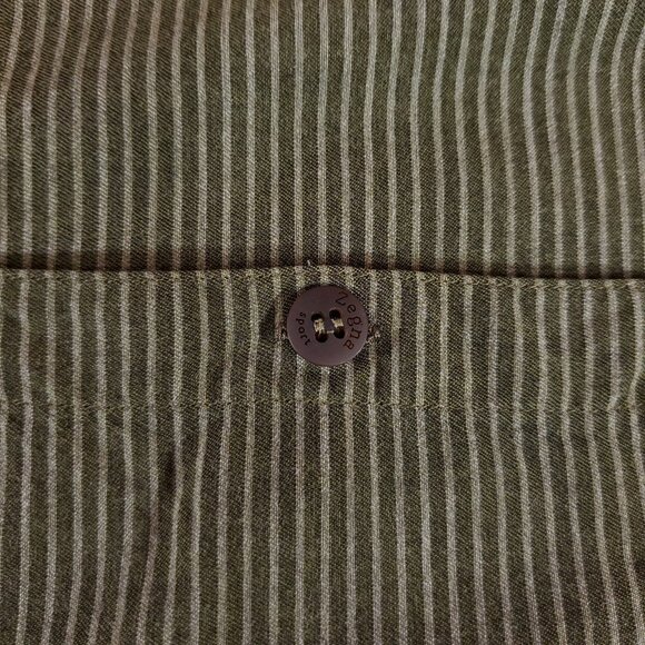 Zegna Sport Mens Medium Double Pockets Striped LS Button Up Shirt Made in Italy - Picture 6 of 14